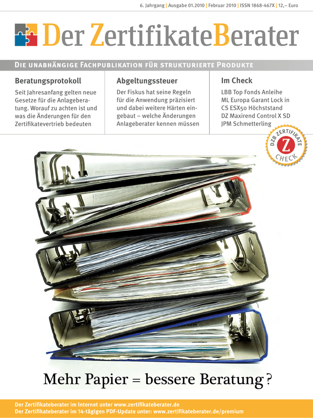 Titelbild Zertifikateberater | Feb. 2010
