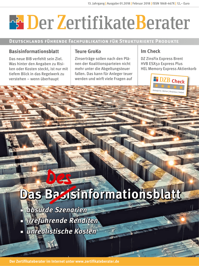 Titelbild Zertifikateberater | Feb. 2018